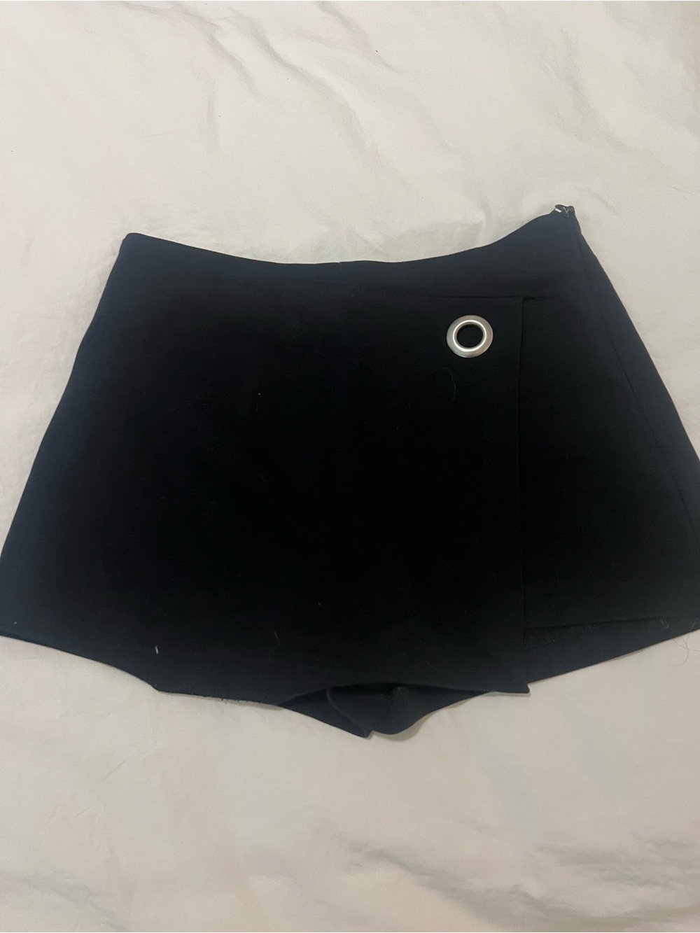 Black Skort with Silver Eyelet Detail